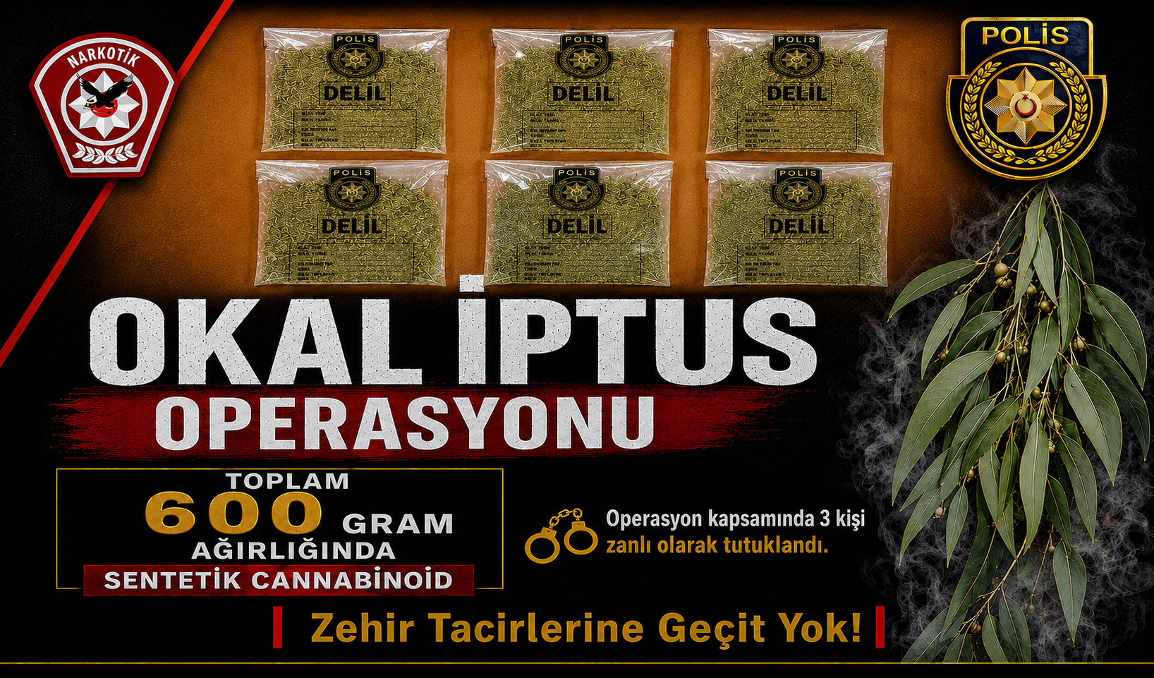 Lefkoşa’da Okaliptus Operasyonu… Uyuşturucu tasarrufundan 3 tutuklu